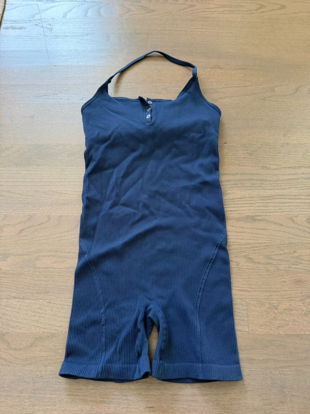 Madewell MWL Navy Ribbed Biker Unitard Romper Size L/XL